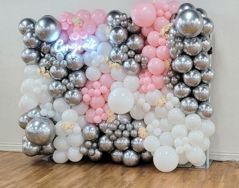 #balloondecor, #balloonarch, #balloonwall, #weddingdecor,  #graduationdecor, #balloongarland,  #balloondesigns, #balloons? How to make a balloon wall, Balloon decoration, Balloon tutorial, Balloon wall diy, balloons Ballon Arch Color Ideas, White Pink And Silver Balloon Garland, Pink And Silver Balloon Garland, Pink And Silver Balloons, Diy Balloon Wall, Pink Balloon Wall, Balloon Wall Backdrop, Balloon Wall Decorations, Balloon Walls