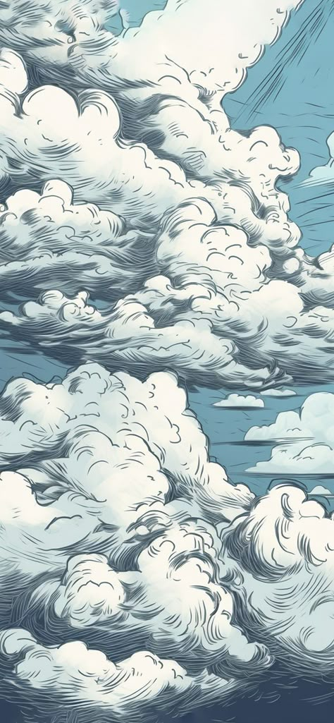 Clouds Sketch, Clouds Aesthetic Wallpaper, Aesthetic Wallpaper For Iphone, Sketch Aesthetic, Aesthetic Sketch, Clouds Background, Aesthetic Clouds, Art Clouds, Clouds Aesthetic