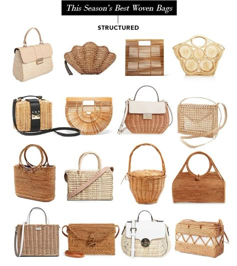 This Season's Best Woven Bags | Danielle Gervino Diy Basket Weaving, Woven Beach Bags, Rattan Bags, Free People Bags, Woven Bags, Bamboo Bag, Basket Woven, Job Tweets, Well Woven