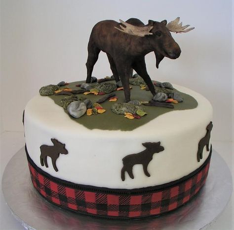 Moose Birthday Cake by Kerry Moose Birthday, First Birthday Theme Boy, Moose Cake, Painted Buffalo, Surprise Cake, First Birthday Themes, Modeling Chocolate, Wafer Paper, Rice Krispie