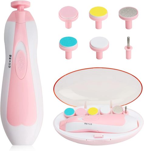 Baby Nail Trimmer, 8 in 1 Baby Nail Clippers Electric, Electric Nail File Baby with Light, Baby Nail Care Kit with 6 Grinding Heads for All Ages Nail Filing, Baby Nail Trimmer, Baby Nail File, Baby Nail Clippers, Baby Grooming, Nail Trimmer, Electric Nail File, Baby Nails, Soft Nails