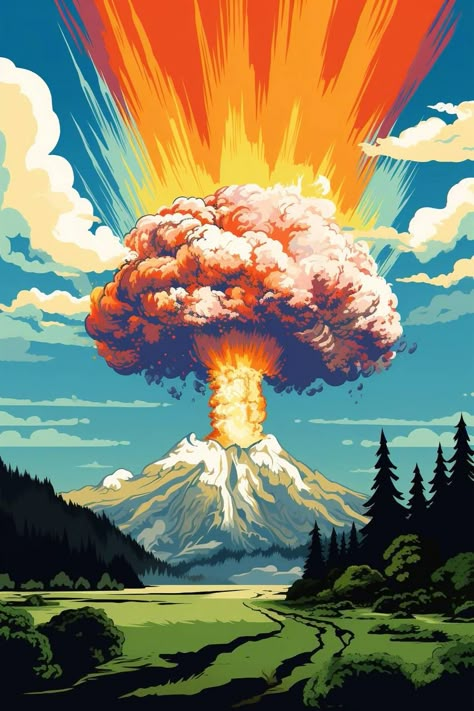 Volcano Pictures, Crew Logo Design, Nuclear Explosion, Mushroom Cloud, Atomic Era, Material Art, Easy Drawings Sketches, Deviant Art, Anatomy Art