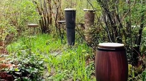 These 'Rain Drums' Placed Outside Create Music From The Falling Rain Rain Drum, Diy Drums, Create Music, Rain Chains, Future Garden, Drum Music, Happy Gif, Under The Rain, Rain Chain