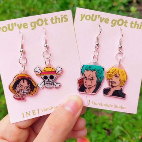 One Piece Earrings, One Piece Funny Moments, Action Figure One Piece, Shrink Plastic Jewelry, One Piece Merchandise, Nerd Fashion, One Piece Crew, One Piece Ace, One Piece Funny