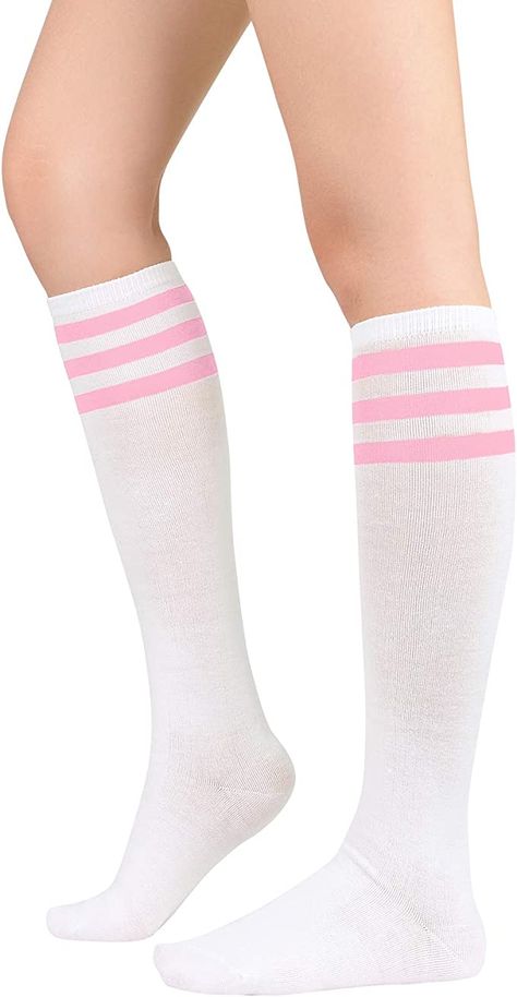 Black Knee High Socks, Striped Tube Socks, Thigh High Tights, Thigh High Sock, Womens Knee High Socks, Knee High Stockings, Over The Calf Socks, Pink Socks, Thigh High Socks