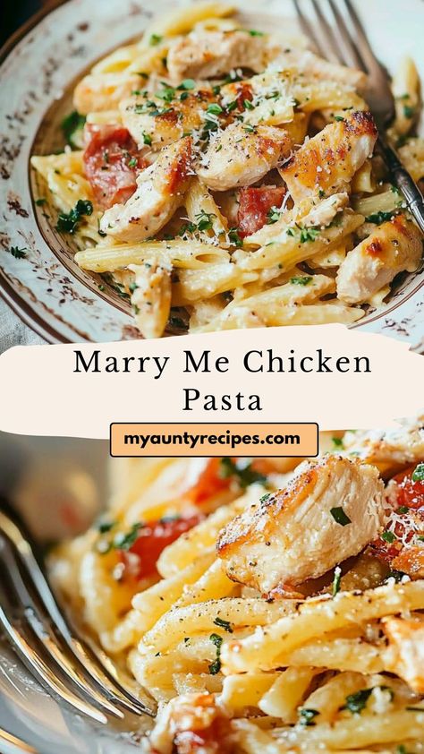 Marry Me Chicken Pasta combines tender chicken, a luscious cream sauce, and perfectly cooked pasta for a dish that’s irresistible. This fall recipe is easy enough for weeknights yet fancy enough for entertaining, making it a versatile addition to your dinner rotation. Warm and creamy, it’s a must-try for fall comfort food lovers. Fancy Pasta Dishes, Fancy Pasta, Romantic Dinner At Home, Marry Me Chicken Pasta, Chicken And Pasta, Marry Me Chicken, Dinner Rotation, Cooked Pasta, Fall Comfort Food