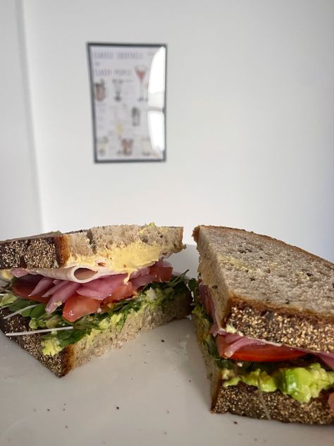 lunch sandwich sammy idea recipe rye bread avocado turkey dijon mustard micro greens pickled onions tomato healthy Dijon Mustard Sandwich, Rye Bread Sandwiches Ideas, Mustard Sandwich, Rye Bread Sandwiches, Micro Greens, Sandwiches For Lunch, Rye Bread, Pickled Onions, 2024 Vision