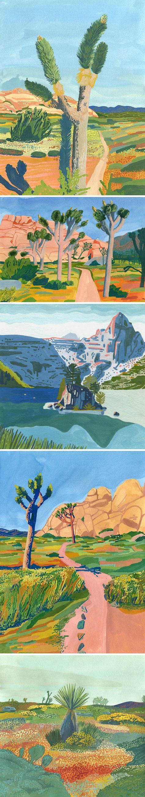 ariel lee Ariel Lee, Mountain Lake, Japanese Artists, Joshua Tree, The Desert, American Artists, Art Inspo, Landscape Paintings, Illustration Design