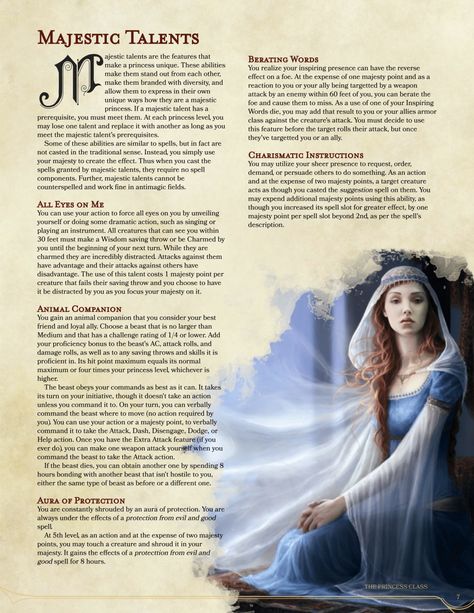 DnD5e Princess Class #DnD #DnD5 #DungeonsAndDragons Dnd Princess, D D Classes, Create Your Own Adventure, D D Character Ideas, Dnd Classes, Dnd Races, Dungeons And Dragons 5e, Dnd Funny, Dungeons And Dragons Classes