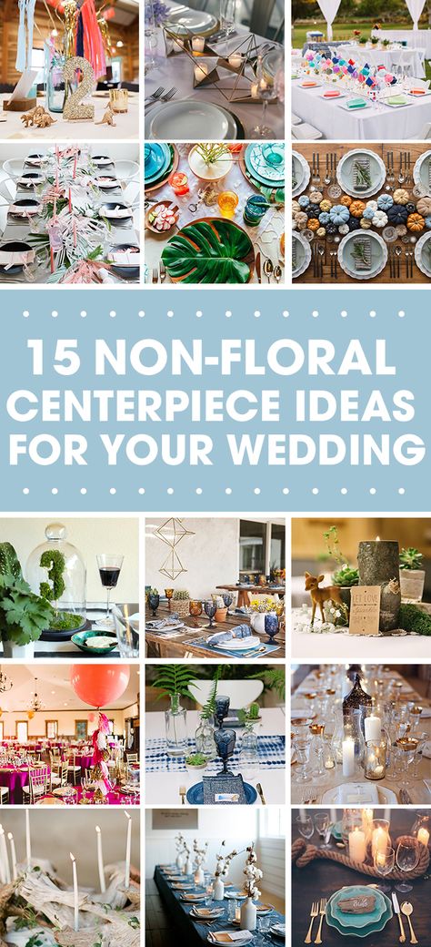 15 Brilliant Ideas For Non-Floral Wedding Centerpieces! Centerpieces Non Floral, Easy Wedding Centerpieces, Non Flower Centerpieces, Cheap Centerpieces, Inexpensive Centerpieces, Non Floral Centerpieces, White Lace Ribbon, Unique Wedding Centerpieces, Cheap Wedding Centerpieces