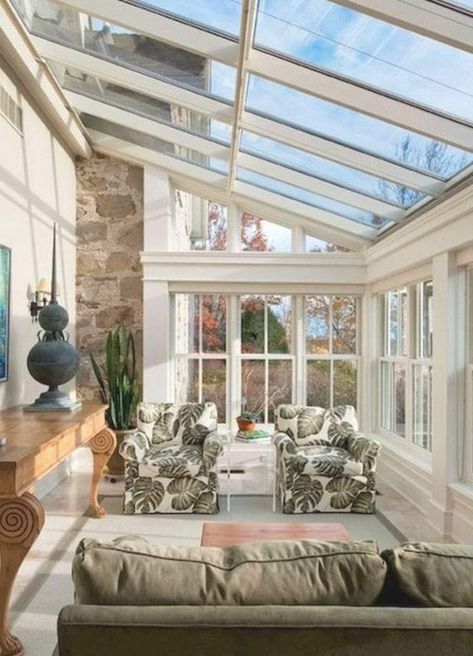 Farmhouse Sunroom, Sunroom Decor, Sunroom Addition, Sunroom Decorating, Sun Rooms, Room Extensions, Sunroom Ideas, Sunroom Designs, Glass Room