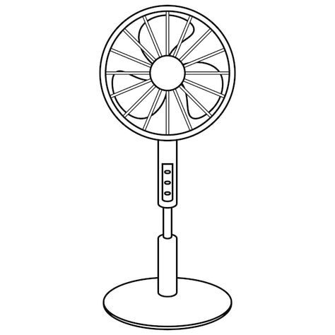 A black and white drawing of a fan with ... | Premium Vector #Freepik #vector #table-fan #fan #electric-fan #ceiling-fan Table Fan Drawing, Electric Fan Drawing, Ceiling Fan Drawing, Electric Drawing, Electrical Drawing, Fan Illustration, Lion Coloring, Lion Coloring Pages, Boat Crafts