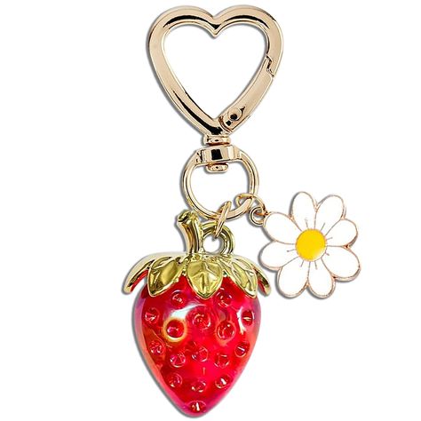 PRICES MAY VARY. 🍓Strawberry Keychain: This cute strawberry keychain is the best accessory gift for all girls/women who love strawberries. Strawberry keychain, strawberry accessories, strawberry decoration. Keychains are approximately 3 inches tall(From top of heart to bottom of strawberry) 🍓Strawberry Decor/🌼Cute Keychain: Unique strawberry keychain, kawaii accessories, very suitable for any girl or for yourself. The best gift for daughter, girl, niece, aunt, mother, best friend, girlfriend, Strawberry Accessories, Strawberry Items, Presents For Bff, Strawberry Purse, Amazon Gift Ideas, Fashion Keychain, Strawberry Keychain, Strawberry Stuff, Strawberry Jewelry