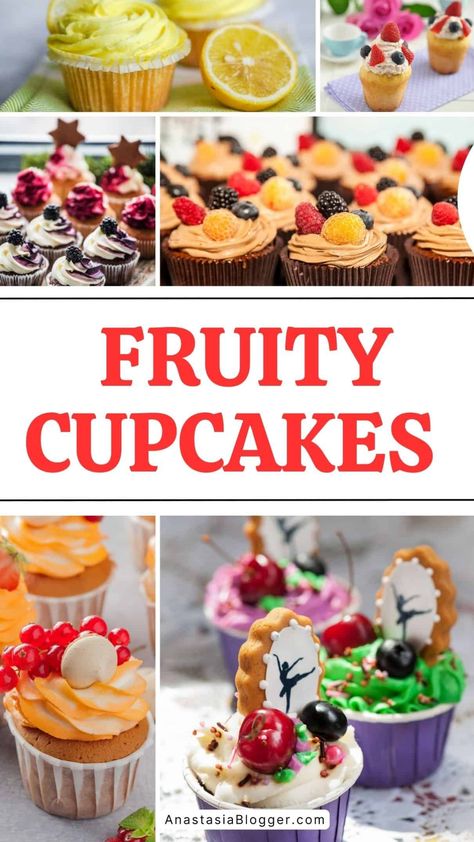 Elevate your summer baking game with this collection of 15 delightful cupcake recipes infused with juicy fruits. Explore a variety of flavors and surprise your taste buds with every bite. Perfect for picnics, parties, or simply treating yourself to a sweet indulgence on a sunny day. Dive into the world of fruity cupcakes and savor the essence of summertime in every mouthwatering creation. Fruit Topped Cupcakes, Fruit Cupcakes Recipes, Cupcakes Summer, Fruity Cupcakes, Fruit Cupcake, Recipes Unique, Amazing Cupcakes, Delicious Cupcakes Recipes, Specialty Cupcakes