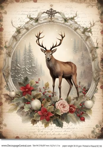 Holiday Stags | Rice Paper | A4 8.3" x 11.7" | Decoupage Central | eBay Rice Paper Decoupage, Diy Pictures, Christmas Flowers, Upcycle Projects, Christmas Floral, Iron Art, Decoupage Paper, Shabby Chic Style, Christmas Images