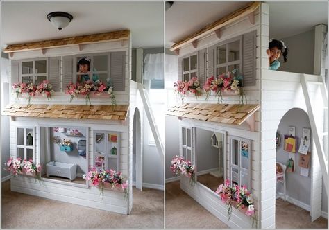 15 DIY Cool Indoor Playhouse Ideas for Kids - Style Motivation Trundle Bed With Storage, Stair Plan, Cottage Loft, Playhouse Ideas, Indoor Playhouse, Kura Bed, Build A Playhouse, Cottage Bed, Bunk Beds With Stairs