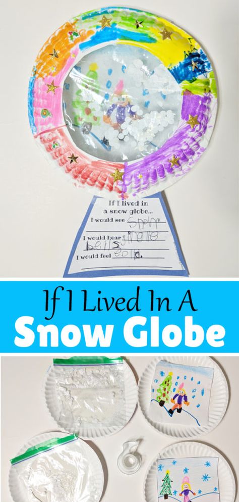 If I Lived In A Snow Globe - A winter craft for kids to enjoy! Winter Snowglobe Craft Kids, Snowglobe Preschool Craft, If I Lived In A Snow Globe, Preschool Snowglobe Craft, Snow Globe Craft Preschool, Best Gingerbread House Recipe, Gingerbread For Houses, Paper Plate Snow Globe, Snowglobe Craft For Kids