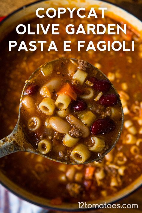 Copycat Olive Garden Pasta, Olive Garden Pasta, Garden Pasta, Pasta Fagioli Soup, Copycat Olive Garden, Pasta E Fagioli Soup, Fagioli Soup, Soup Appetizers, Pasta E Fagioli