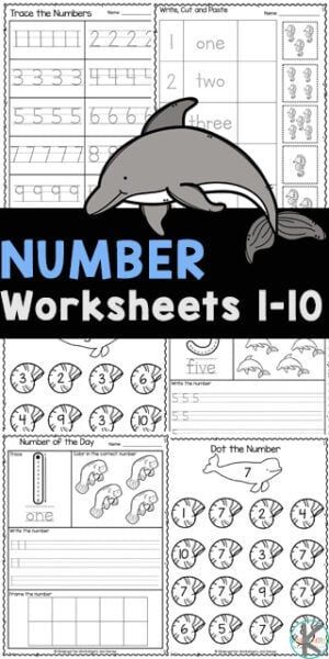 Young children will have fun learning to recognize numbers, count to to, and tracing numbers with these preschool number worksheets 1-10. These numbers 1-10 worksheets pdf are great for working on kids’ handwriting and fine motor skills. Use these tracing numbers 1-10 free printable pdf pages with toddler, preschool, pre-k, and kindergarten age children. 1 To 10 Worksheet, Ocean Worksheets, Fun Fractions Activities, Kindergarten Math Printables, Kindergarten Math Lesson Plans, Number Recognition Worksheets, Number Worksheets Kindergarten, Counting Activities Preschool, Kindergarten Math Free