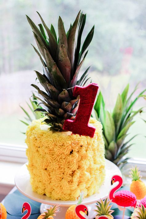 Pineapple Smash Cake, Luau Smash Cake, Tropical Smash Cake, 1st Birthday Luau, Hawaiian Birthday Cakes, Tiki Cake, Hawaii Birthday Party, Raising Wildflowers, Combined Birthday Parties