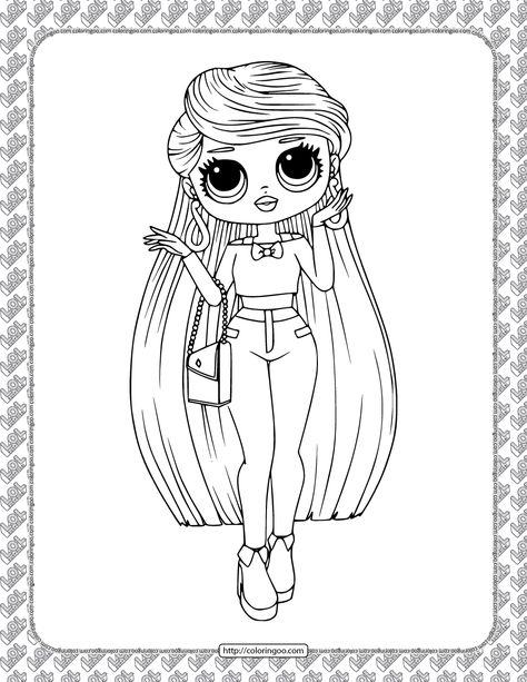 Printable LOL Surprise Lara B.R Coloring Page. High quality free printable pdf coloring, drawing, painting pages and books for adults... Lol Omg, Doll Drawing, Boy Coloring, Nyan Cat, Coloring Pages For Boys, Unicorn Coloring Pages, Coloring Pages For Girls, Doll Painting, Lol Dolls