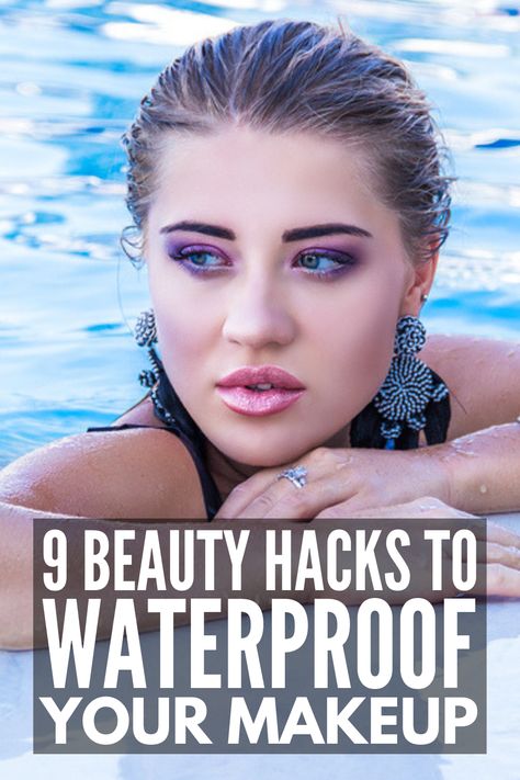 How to Waterproof Your Makeup | If you want to know how to apply your makeup so it won’t melt off your face at the gym or while hanging poolside this summer, this post is for you! We’re sharing the best waterproof makeup products, including our fave summer foundation and mascaras, as well as 9 summer makeup tips and tutorials to teach you how to sweat proof makeup like a pro! #sweatproofmakeup #summermakeuphacks Diy Waterproof Makeup, Summer Eye Makeup Looks, Waterproof Makeup For Swimming, Beach Makeup Look Summer, Water Proof Makeup, Beach Makeup Look, Best Waterproof Makeup, Jlo Makeup, Summer Foundation