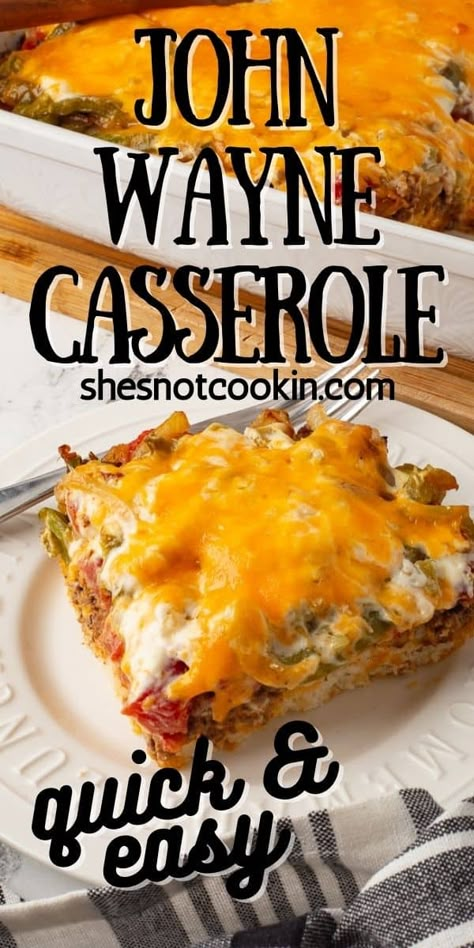 Bisquick Recipes Dinner, Cheesy Casserole Recipes, John Wayne Casserole, Ground Beef Casserole Recipes, Bisquick Recipes, Interesting Story, Fry Recipes, Beef Casserole Recipes, Ground Beef Casserole