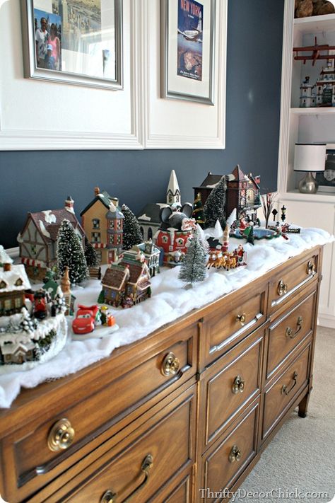 Christmas Tree Village, Christmas Village Sets, Lemax Christmas Village, Lemax Christmas, Thrifty Decor Chick, Diy Christmas Village, Christmas Village Houses, Christmas Village Display, Thrifty Decor