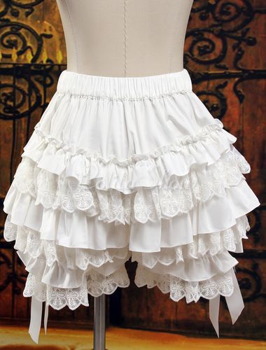 White Ruffled Cute Lolita Trousers Women Costume, Ruffle Bloomers, Bloomers Shorts, Frou Frou, Bow Ribbon, Moda Vintage, Vintage Lingerie, Women's Costumes, Historical Clothing