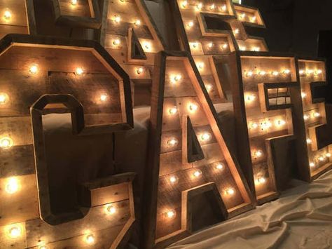 Lighted Marquee Signs and Letters Wood Marquee Letters, Farmhouse Letters, Lighted Letters, Large Wood Letters, Light Up Letter, Lighted Marquee Letters, Letter Decor, Wedding Letters, Light Up Letters