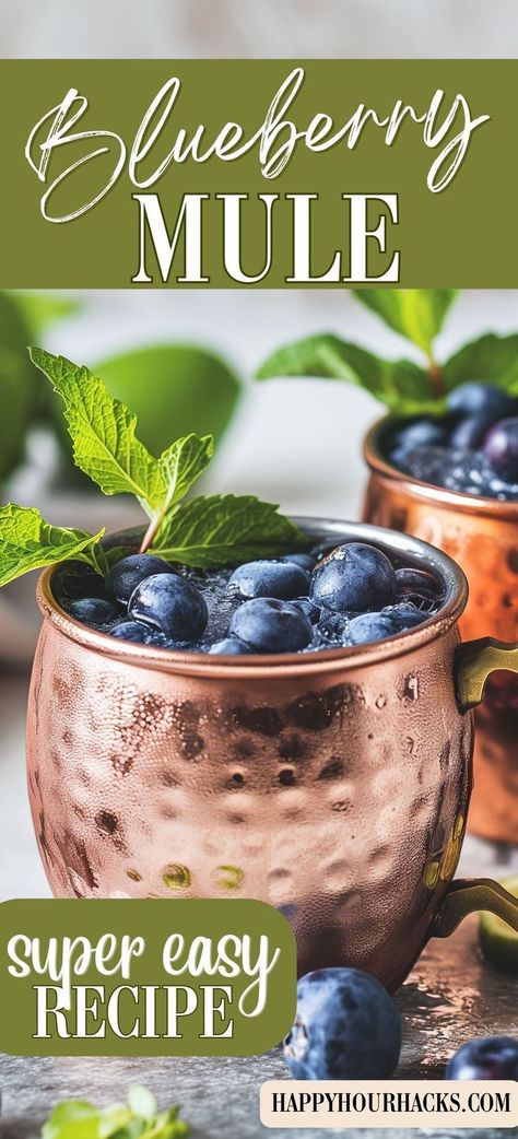 This blueberry mule is a fun fruity twist on the classic moscow mule cocktail. Made with vodka, ginger beer, blueberries and lime juice, it's a perfect summer cocktail. Make sure to garnish with basil and mint too! Blueberry Mule, Blueberry Moscow Mule, Ginger Beer Mule, Mule Drink, Blueberry Cocktail, Ginger Beer Cocktail, Blueberry Vodka, Ginger Cocktails, Moscow Mule Cocktail