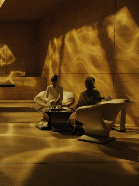 lusso on X: "The Ribbon Chair designed by Pierre Paulin (1966) making a cameo in Blade Runner 2049 https://t.co/pk6HKZF4Gt" / X Cinematic Architecture, Ribbon Chair, Sci Fi Architecture, Blade Runner 2049, Pierre Paulin, St Regis, Cinematic Photography, Meditation Room, Blade Runner