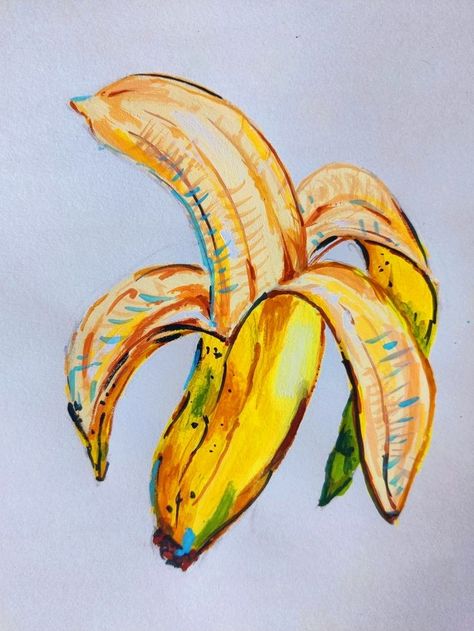 Banana Still Life, Banana Painting, Painting Acrylic, Still Life, Acrylic Painting, Sketch Book, Mural, Art