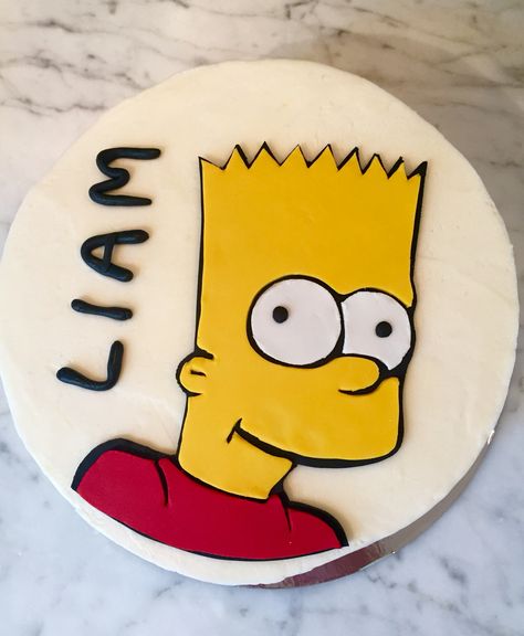 Bart Simpson Cake, Simpsons Cake, Simpsons Party, Mini Tortillas, Bday Party Theme, 13th Birthday, Special Cake, Round Cakes, 9th Birthday