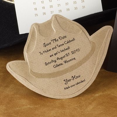 Cowboy Hat Wedding, Western Gala, Save The Date Cards Wedding, Mom Party, Country Theme Wedding, Hat Wedding, Cowboy Theme, 60th Birthday Party, Save The Date Card