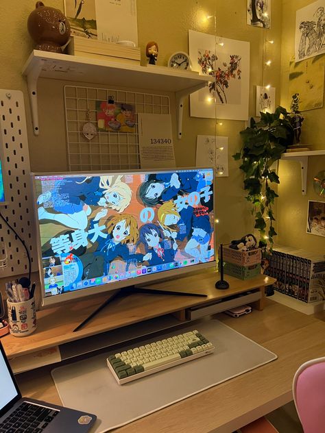 ghibli aesthetic room anime room aesthetic decor bedroom ideas bedroom makeover house aesthetics interior bedroom home decor ideas room ideas anime bedroom inspiration manga shelf cute mikey takemichi mitsuya anime room aesthetic studio ghibli green plants ace one piece mechanical keyboard monitor kon k-on gaming setup levi yuta jjk aot attack on titan totoro #anime #animedesk #aestheticdesk #whitesetup #animeroom #cuteanimedesk #minimal #white #monitor #desk #deskinspo #tokyorevengers Anime Desk Ideas, Aesthetic Room Anime, Anime Desk Setup, Ghibli Aesthetic Room, Studio Ghibli Bedroom, Anime Room Aesthetic, Studio Ghibli Room, Ghibli Green, Yuta Jjk