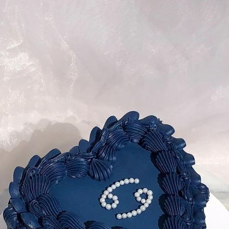 Navy Blue Birthday Cake, Blue Heart Cake, Blue Birthday Cakes, Royal Cakes, Heart Cakes, Blue Cakes, 16 Birthday, Heart Cake, Blue Birthday