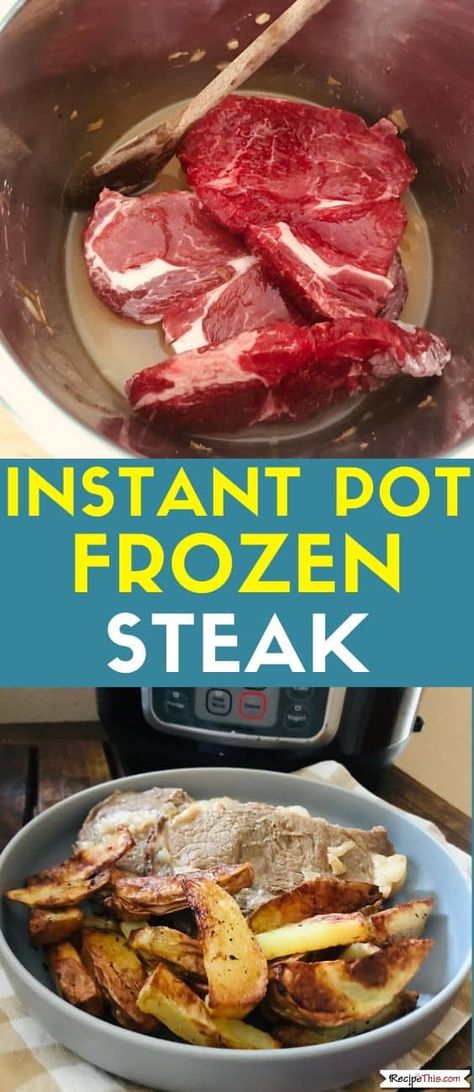 Instant Pot Frozen Steak. How to instant pot frozen steak. Time to make the most delicious tender steak you have ever tried in your instant pot. Direct from your freezer into your instant pot pressure cooker, this is a truly amazing must try instant pot recipe. #instantpotrecipes #instantpotsteak #instantpotfrozen #instantpotfrozensteak Frozen Flank Steak Instant Pot, Sirloin Steak Pressure Cooker Recipes, Steak In Instant Pot How To Cook, Instant Pot Frozen Steak, Frozen Round Steak Instant Pot, Frozen Beef Instant Pot, Pressure Cooker Steak Recipes, Steaks In Instant Pot, Frozen Steak Recipes