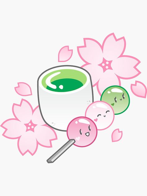 "Hanami Dango" Sticker by AshNeal | Redbubble Hanami Festival, Hanami Dango, Magic Runes, Learn A Language, Japanese Drawings, Cute Food Drawings, Cute Animal Drawings Kawaii, Cute Doodles Drawings, Cute Kawaii Drawings