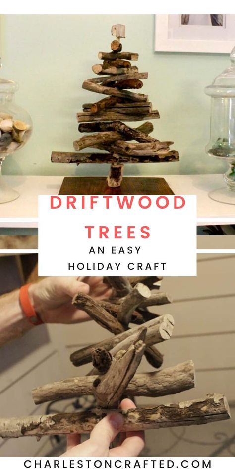 Driftwood Christmas, Home Improvement Diy, Driftwood Christmas Tree, Easy Holidays Crafts, Kid Friendly Crafts, Christmas Tree Branches, Driftwood Decor, Wood Christmas Tree, Driftwood Crafts