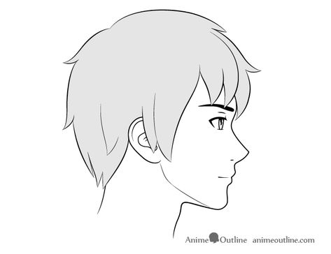 How to Draw Anime Male Facial Expressions Side View - AnimeOutline Side View Eyes Drawing Anime, Face Side View Drawing, Face Profile Drawing, Anime Side View, Side Face Drawing, Side View Of Face, Boy Hair Drawing, Face Sketches, Male Face Drawing