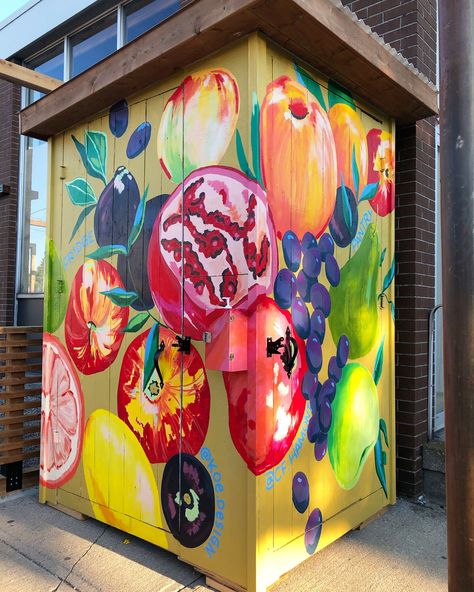 Koe Design Vegetable Mural, Community Fridge, Outdoor Murals, Fridge Design, Mural Inspiration, Interior Murals, Hunting Art, Street Mural, Community Outreach