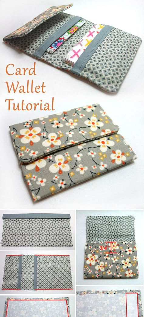 Sewing A Wallet, Card Wallet Tutorial, Bifold Wallet Pattern, Wallet Pattern Free, Quilt Gifts, Wallet Sewing Pattern, Sew Wallet, Wallet Tutorial, Diy Wallet