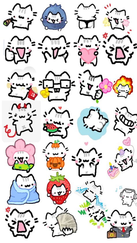 Cute Drawing Patterns, Doodle Cat Drawing, Doodle Poster Design, Cute Oc Doodles, Cute Things To Doodle, Silly Doodles Easy, Hello Kitty Doodles, Hello Kitty Random, Silly Drawings Doodles