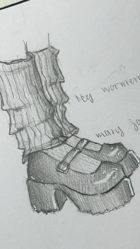 How To Draw Mary Janes Shoes Drawing, Leg Warmers Sketch, How To Draw Mary Janes Shoes, How To Draw Mary Janes, Sketch Ideas Aesthetic Vintage Easy, Mary Janes Drawing, How To Draw Leg Warmers, Shoe Sketches Drawings, Leg Warmers Drawing