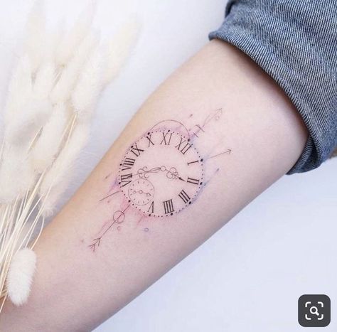 Birth Clock Tattoo, Clock Tattoo Ideas, Clock Tattoo Design, Watch Tattoos, Gorgeous Tattoos, Clock Tattoo, Modern Tattoos, Memorial Tattoos, Come With Me