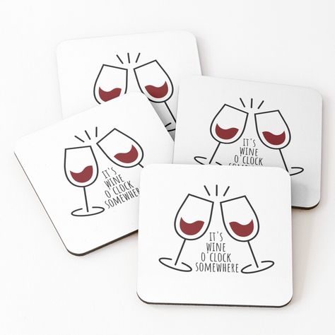 Wine O Clock, Wine Quotes, Fabric Paint, Pottery Painting, Rock Art, Coaster Set, Painted Rocks, Independent Artist, Coasters