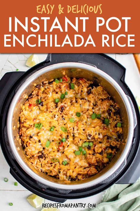 Chicken Rice Corn, Chicken Enchilada Rice Casserole, Enchilada Rice Casserole, Chicken Enchilada Rice, Enchilada Rice, Instant Pot Mexican, Mexican Chicken And Rice, Rice Casserole Recipes, Chicken Enchilada Casserole