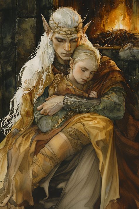 Tolkien Elves Art, Glorfindel Fanart, Elf X Human, Shrek Fanart, Elves Painting, Silmarillion Characters, Noldor Elves, Thranduil Fanart, Elven Art