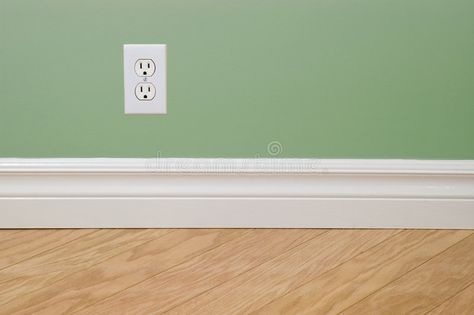 Flooring and wall detail. New hardwood flooring, baseboard molding and green wal , #affiliate, #hardwood, #flooring, #detail, #Flooring, #wall #ad Diy Baseboards, How To Install Baseboards, White Baseboards, Wood Baseboard, Baseboard Styles, Craftsman Trim, Cleaning Baseboards, Baseboard Trim, Baseboard Molding